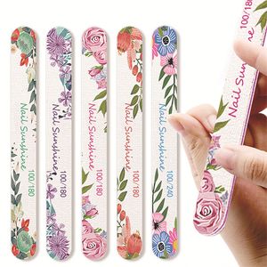 Flower Printed Nail Files Straight Colorful Lime Professional Manicure Tools 100 180 Nails File