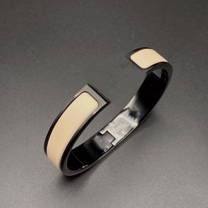 Classic Brand Design Black Enamel Bracelet Bangle Titanium Steel Clasp Snap Bangles for Man Women Jewelry Gift Ordinary High Version Size