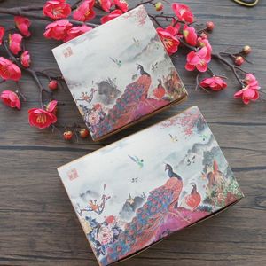 Gift Wrap Size Peacock Parrot In Chinese Painting 10pcs Macaron Sweet Chocolate DIY Paper Box Wedding Birthday Party Gifts PackagingGift