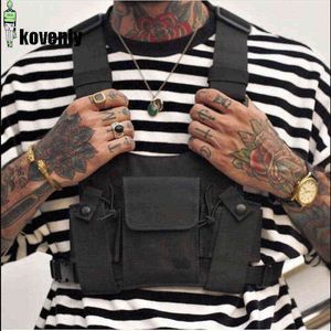 Black Tactical Bag Men Nylon Chest Rig Hip Hop Streetwear Functional Boy Kanye West Wist Pack midja 220531