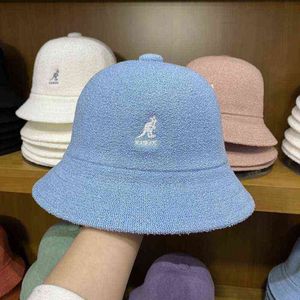 Skąpy brzeg kapelusze skąpe brzegi czapki kangury bob womek hat men men wiadro koreański rybakowy kapelusz duży kangoł haft haft haftowy unisex casual casual Collection