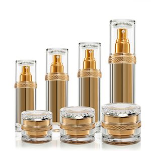 30/50/100/120ml Empty Refillable Gold Acrylic Lotion Bottle Cosmetic Container Essence Acrylic Pump Plastic Package 30g 50g Luxurious creams jar
