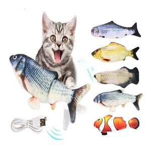 Pet Cats products dancing stuffed fish Funny Simulation interactive Pets pillow ragdoll fishes Electric Will jump automatically 220510