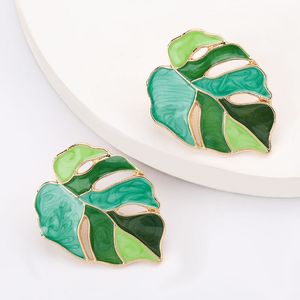 S2856 Fashion Jewelry Leaves Earring For Women Drop Glaze Leaf Stud Earrings