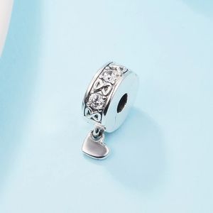 2022 New Mother's Day Gift 100% 925 Sterling Silver Family Always Pave Clip Charms Fits Pandora Bracelet Beads for Jewelry Making DIY Accessories 791151C01