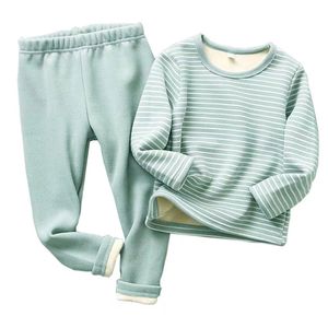 Vinterbarn pyjamas sätter varma pyjamas för höstens småbarn pojkar förtjockar flickor sömnkläder flanell baby termiska underkläder kostymer LJ201216
