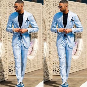 2022 Abiti da uomo Modern Plaid Blazer Suit Due pezzi Smoking da sposa Uomo Casual Outfit Abito da lavoro su misura