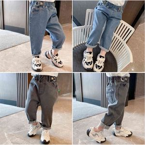 Baby Jeans Sashes Jeans For Girls Solid Color Jeans Girls Casual Style Toddler Girl Clothes Spring Autumn 210412