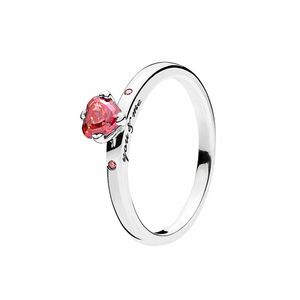 Funkelnder roter Herzring für Damen, Hochzeit, Liebe, Designerringe, 925er Sterlingsilber, Original-Box-Set für Pandora-Diamantring mit CZ