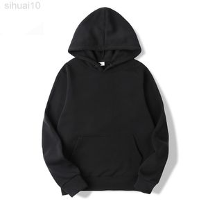 2022 Newest Men Hooded Sweater High Quality Black Hoodie Solid Color Clothing Hip Hop Sweater Hoodies Plus Size Streetwear L220730
