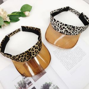 Summer Women Men Sun Hats Leopard Transparent Empty Top Baseball Caps Plastic Pvc Sunscreen Visor Cap Bicycle Womens Hat