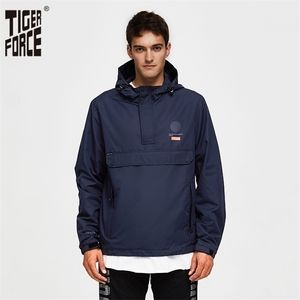 Tiger Force Men Jacket Spring Spring Casual Hoodie Hooded Swident Side Shipper Pocket Pocket Coat European Size 201130