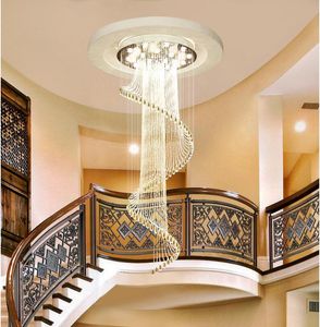 Lampade a sospensione Villa di lusso Scala girevole Lampadario lungo Moderno semplice duplex Edificio Piano Scale Ampio soggiorno CrystalPendant