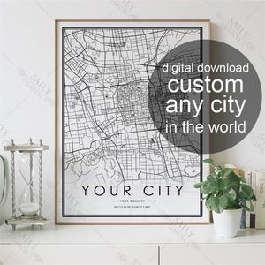 Mapa personalizada Meca City Poster Travel World Wall Art Canvas Pintura para casa Cuadros Decor 220614