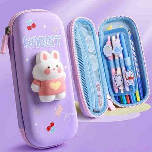 Learning Toys 3D Stationery Box Cat Rabbit Bear Squishy Stress Relieve Pencil Case Kawaii Soft Portable Fidget Toys for Kids School Gift T220829