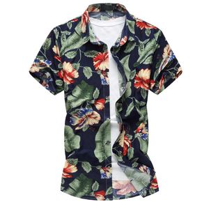 Męskie koszule męskie męskie letnia plaża hawajska koszula rozciągnij krótki rękaw plus rozmiar kwiatowy wakacyjny ubrania wakacyjne Camisas 2022