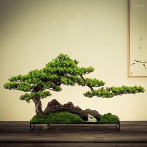 Decorative Flowers Home Decor Simulated Welcome Pine Bonsai Porch Living Room Decoration Indoor Pseudopotted Green Plant Tabletop Ornaments