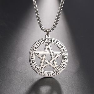 Kolye Kolyeler Olta Supernatural Kolye Pentagram Wiccan Viking Zincir Yaşlı Hediye Erkekler Için Pentagramı Daire Rune Tılsım TakıPe