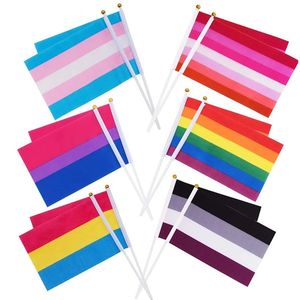 14x21cm tęczowe flagi z flagami ręcznymi Rainbow Gay Lesbian Homoseksual Transseksual Panseksuality Biseksual LGBT Pride