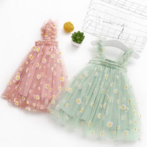 Abiti da ragazza 1-6 anni Bambino per bambina Abito per bambina Bretelle Margherita Stampa floreale Estate Tulle Spiaggia Abbigliamento casual per bambini Vestido FloralGirl