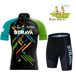 Dzieciowe ubrania na rowerze Summer Jersey Set Set Kos kombinka krótkiego rękawu MTB Childrens Cycling Wear 220615