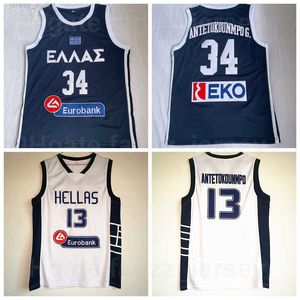 High/Top Greece Hellas Basketball 13 Giannis Antetokounmpo Jerseys 34 The Alphabet Breathable Pure Cotton For Sport Fans Shirt Color Navy Blue White Team Men Sale