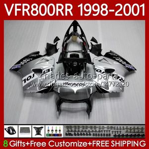 Karosserie für HONDA VFR800RR Interceptor VFR 800RR 800 CC RR Repsol Silvery 98-01 Karosserie 128No.7 800CC VFR-800 VFR800 RR 98 99 00 01 VFR800R 1998 1999 2000 2001 Verkleidungsset