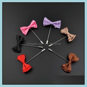 Pins Brooches Jewelry Ribbon Bow Lapel Flower Rose Handmade Boutonniere Brooch Pin Mens Accessories Pins 0407Wh Drop Delivery 2021 D9Xmz