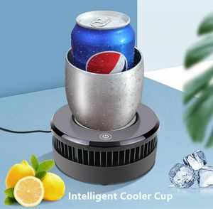 Portable Mini Beverage Mug Intelligent Cooling Cup Holder Quick Cooler Desktop Beer Cola Cups Coolers Electric Cup Plate Accessories With Aluminum Mugs