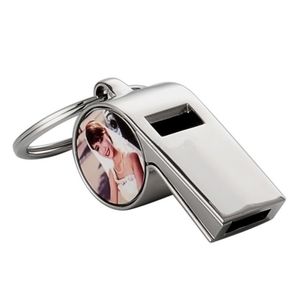 Mode diy visselpipa sublimering tomt nyckelringar designer nyckelring fotoram nyckelning silver pläterad bil nyckel ring souvenir karabiner tillbehör vän gåva