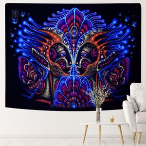 Tapisserier Dark Academia Room Decor Fluorescerande Tapestry Glöd under ultraviolett ljus lysande vägg hängande dekorativ tapestrytapestriesape