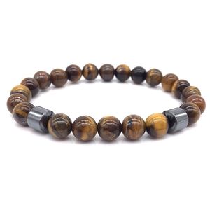 Erkekler Tiger Eye Boncuklu Bilezikler Kadın Strand Crystal Crystal Muhteşem Streç Yarı Değerli Taş Takı