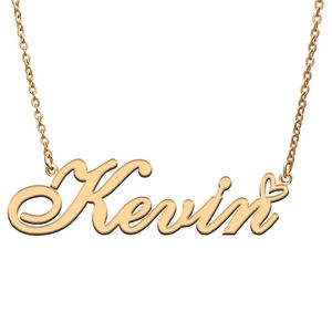 Anhänger Halsketten lieben Herz Kevin Name Halskette für Frauen Edelstahl Gold Silber -Typenschild Femme Mutter Kindermädchen Geschenk Geschenk