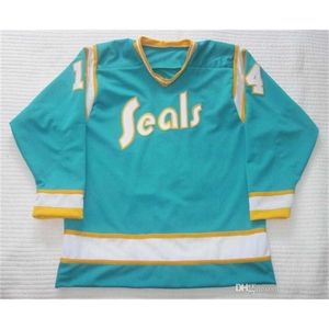 Uf Vintage California Golden Seals Jim Pappin Hockey Jersey Embroidery Stitched Customize any number and name Jerseys
