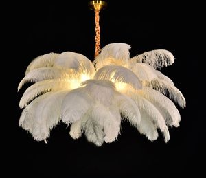 Nordic Ostrich Feather Led Pendant Lights Living Room Home Decor Chandelier Lamp Bedroom Indoor Lighting Hanging Light Fixture