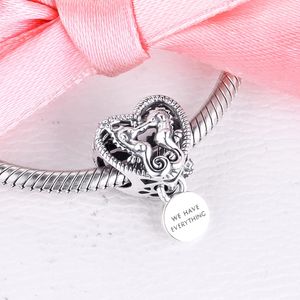 S925 sterling silver pärlor stunder öppning Seahorses Heart Charms Fit Original Pandora Charm Bead Armband DIY Pendant For Jewely Making 798949C00