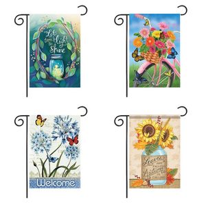 Butterfly spring flag linen Garden Flag double sided printing home Outdoor Thanksgiving Banner Flags Party Supplies SN4928