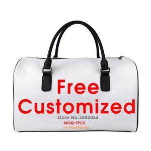 Duffel Bags 3D Personalizar Imagem Bag feminina Viagem PU com zíper transparente masculino