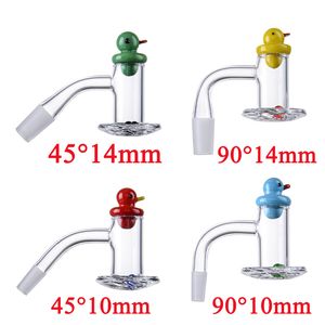 High Quality Blender Spin Quartz Bangers With Duck Carb Cap Glas Ruby Pearls 2mm Thick Beveled Edge Banger 10mm 14mm 45 90 Degree Smoking Accessories For Glass Bongs