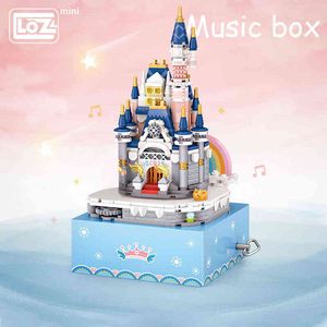 Loz mini Building Princess Castle Eight Music Box Rotating Music Box Small Grain Building Wood Toy Gift Model Puzzle Toy J220624