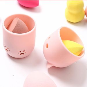 Sponges Applicators & Cotton Beauty Powder Puff Blender Holder Sponge Makeup Egg Drying Case Portable Soft Silicone Cosmetic Box HolderSpong