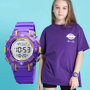 5BAR Vattentät barn Sport Klockor Chrono Stopwatch Alarm LED Light Kids Wristwatches Boys Girls Digital Clock