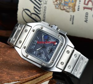 des真新しい正方形のモデルバスシネスマンウォッチ6ピンワーキングムーンフェーズクォーツフル機能高品質ファッション腕時計