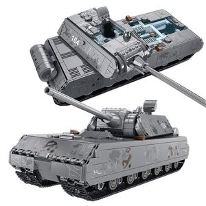 Askeri Ağır Tank Alman Panzer VIII Maus Yapı Taşları Leopar 2 WW2 Asker Ordu Silahları Tuğlalar Çocuk Oyuncak Hediyeleri 220715