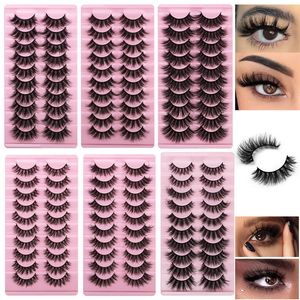 Fluffy Lashes Curling False Eyelashes Natural Look 10 Pairs Faux Mink Lashes Dramatic Long 3D 6D Effect Thick Volume Wispy Soft Eyelash