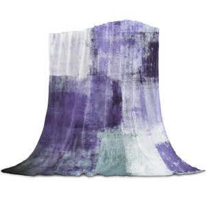 Deken olieverfschilderij abstract geometrische paarse worp deken voor bedden microvezel flanel warme bank beddengoed beddenverspreide geschenken