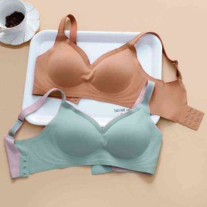 Avloppshjärta för kvinnor Purple Wireless vadderad BH BH Push Up Bralette One-Piece Bras Lace 90 Cup A B Underwear Seamless T220726