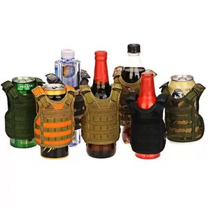 DHL Fast Tactical Bierflaschenweste mit Griff, Militär-Mini-Miniatur-Molle-Weste, persönliches Flaschen-Getränkeset, verstellbare Schultergurte