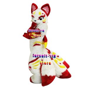 Fursuit Długowłosy Husky Dog Fox Wolf Maskotki Kostium Futro Dorosłych Kreskówki Postać Lalki Halloween Party Cartoon Set # 219