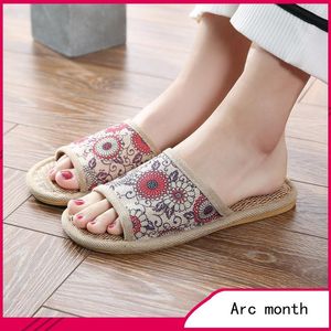 Slippers 2022Cool In Summer Chinese Style Bamboo Rattan Straw Mats Linen For Men And Women Indoor Slip-Proof Sandals Home ShoesSlippers